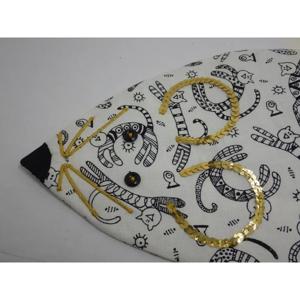 Mouse Shape Hanging Grocery bag holder Fabric Black Stripe Cat Gift Bag